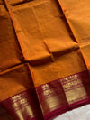 Subtle Weaves | Yellowish Orange Kanchi Cotton Saree