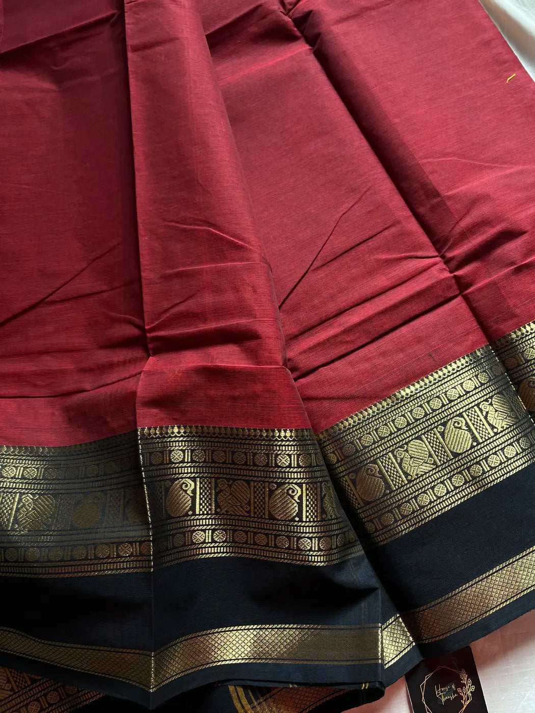 Vintage Loom Edit | Maroon Chettinadu Cotton Saree