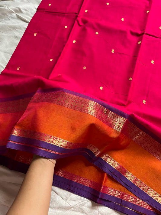 Throne Edit – Rani Pink 120 Counts Mercerised Kanchi Cotton Saree