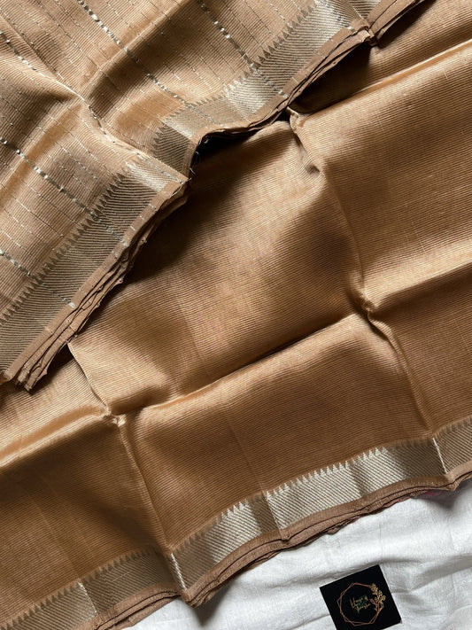 Sand Loom – Sand Mangalagiri silk cotton saree with silver Nizam border | House of Thansha