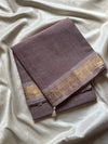Minimal Border Edit - Mauve Taupe Kanchi Cotton Saree