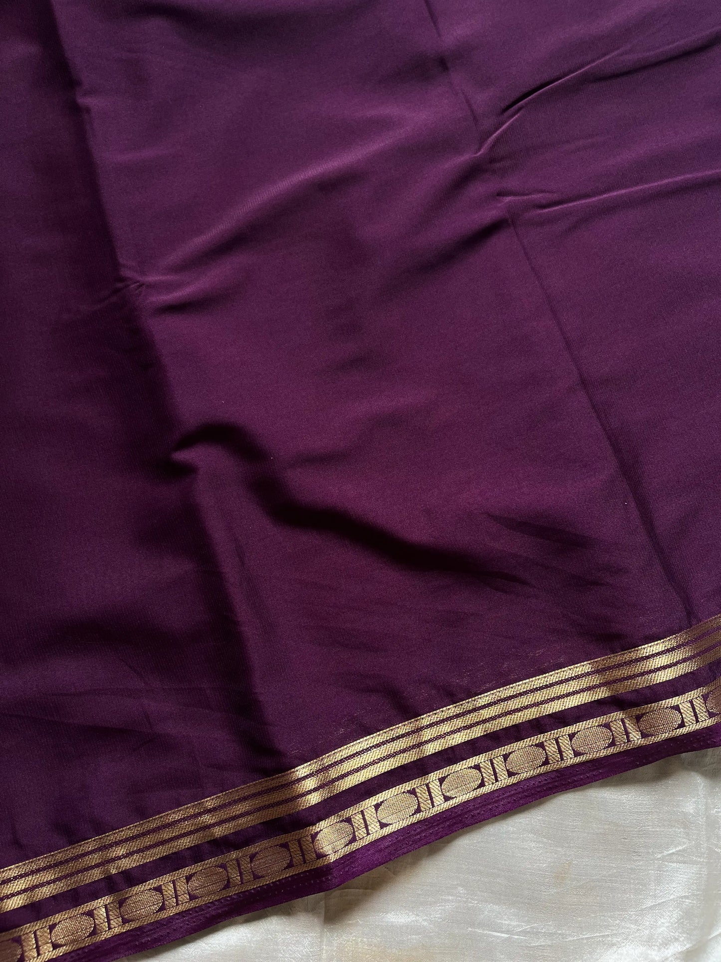 Semi Mysore Silk Saree – Deep grape