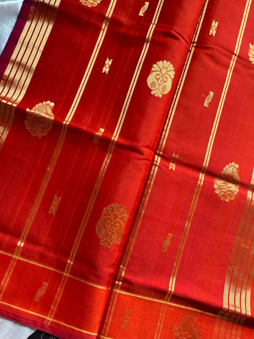 Vegan Silk Saree – Pink & Orange Handloom Art Silk