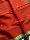 Vegan Silk Saree – Burnt range & Green Handloom Art Silk