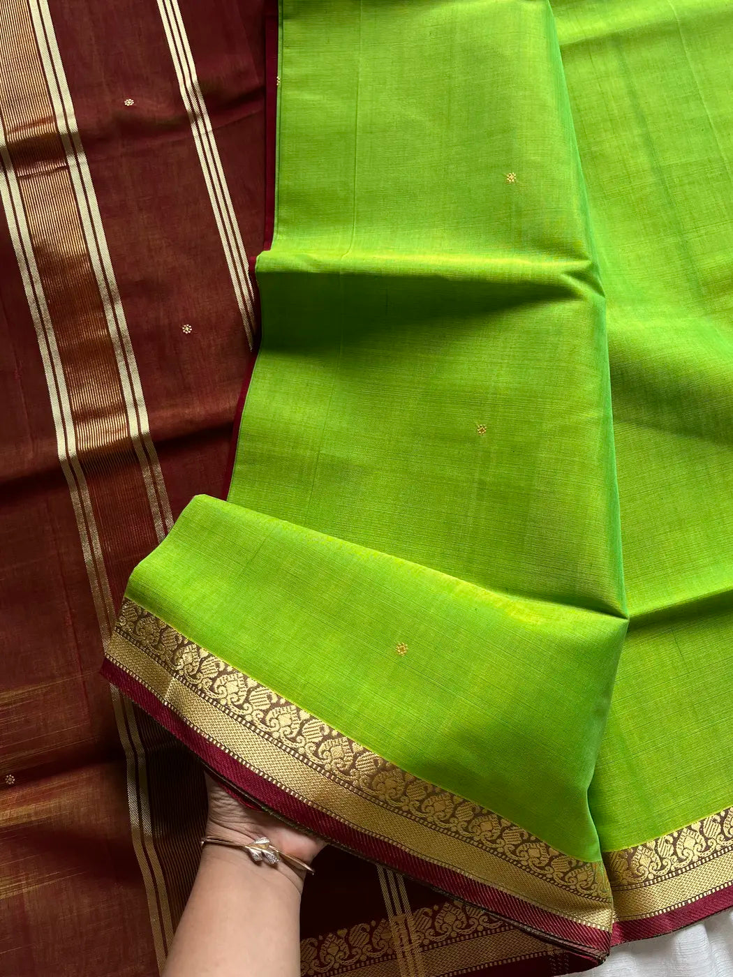 Vegan Silk Saree – Lime Handloom Art Silk