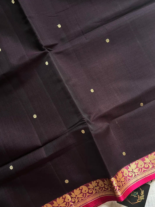 Vegan Silk Saree – Dark Jamun & Pink Handloom Art Silk