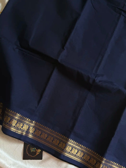 Minimal Border Edit - Dark Blue Cotton Saree