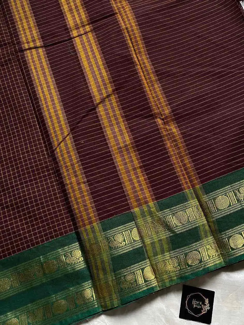 Kattam Edit | Chettinadu Checked Saree – Brown