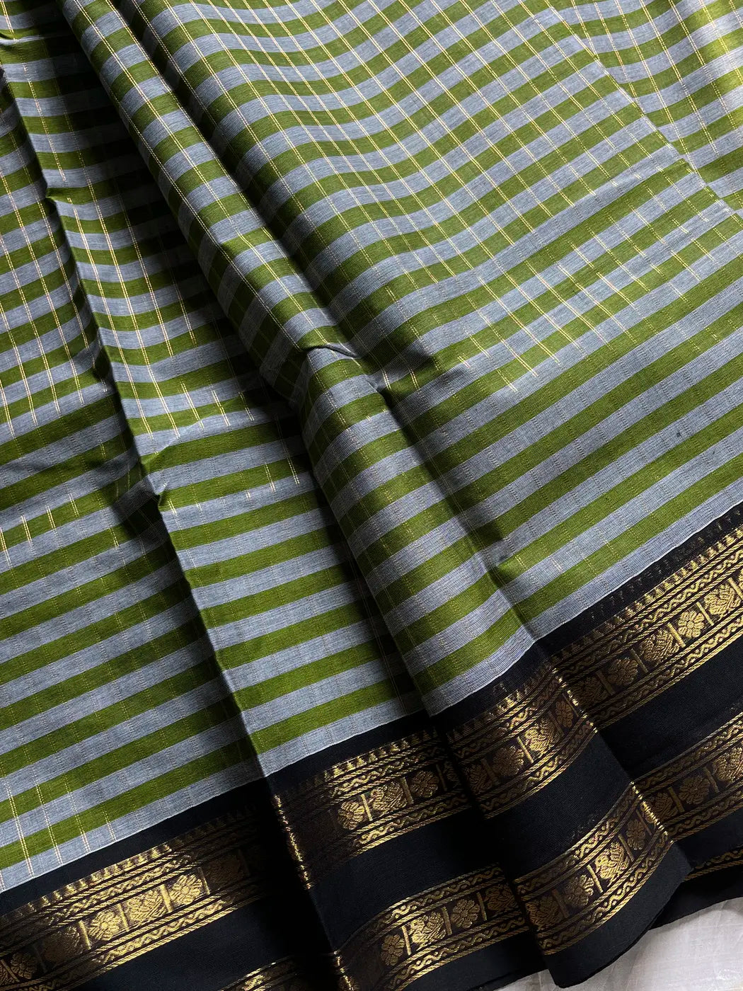 Maragatham – Green & Black Kattam Chettinadu Cotton Saree