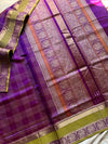 Pure Handloom Kanchi Silkcotton – Purple & Green
