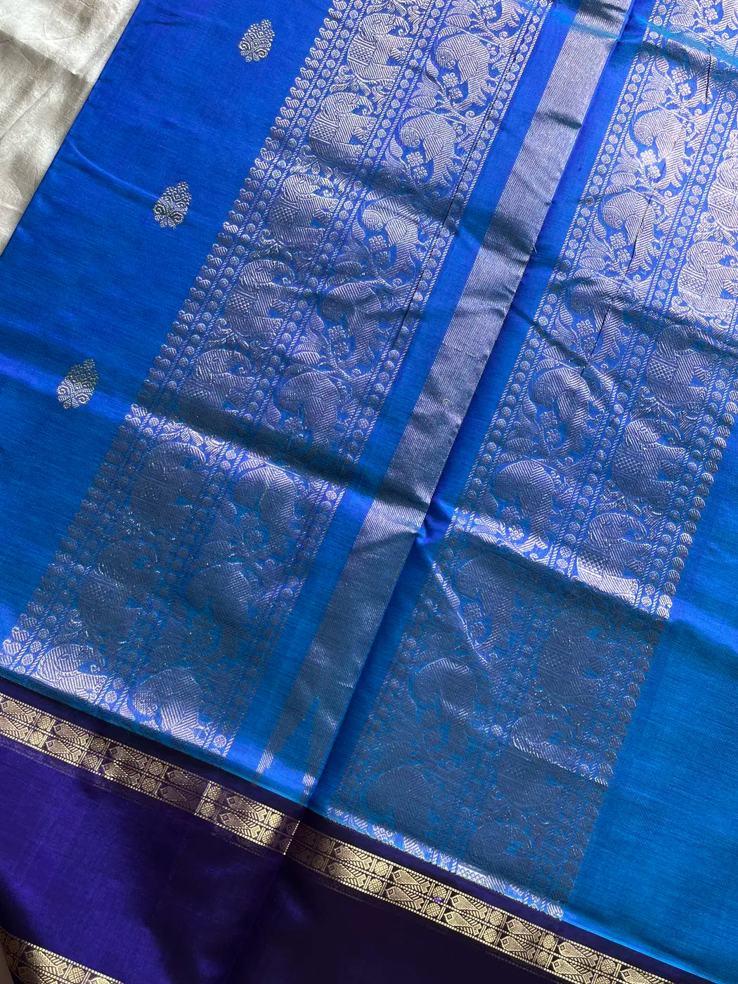 Kanchivaram Silk Cotton Saree - Copper Sulphate Blue