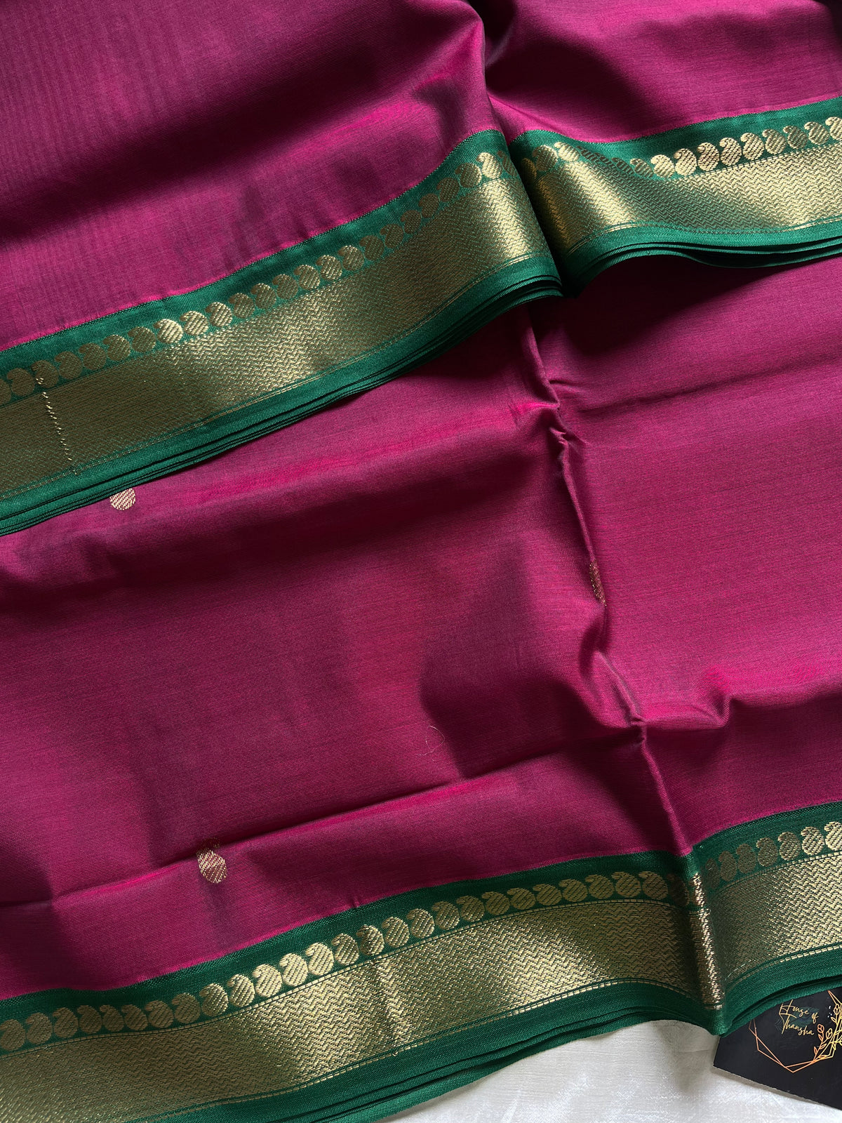 Mercerised 120 Counts Chettinadu Cotton - Magenta Pink & Green