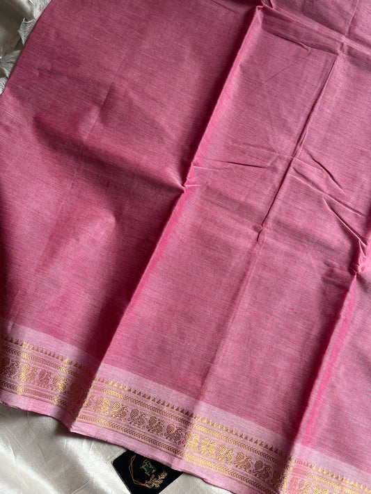 Minimal Border Edit - Pastel Pink Kanchi Cotton Saree