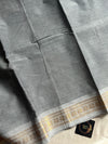 Minimal Border Edit - Silver Grey Kanchi Cotton Saree