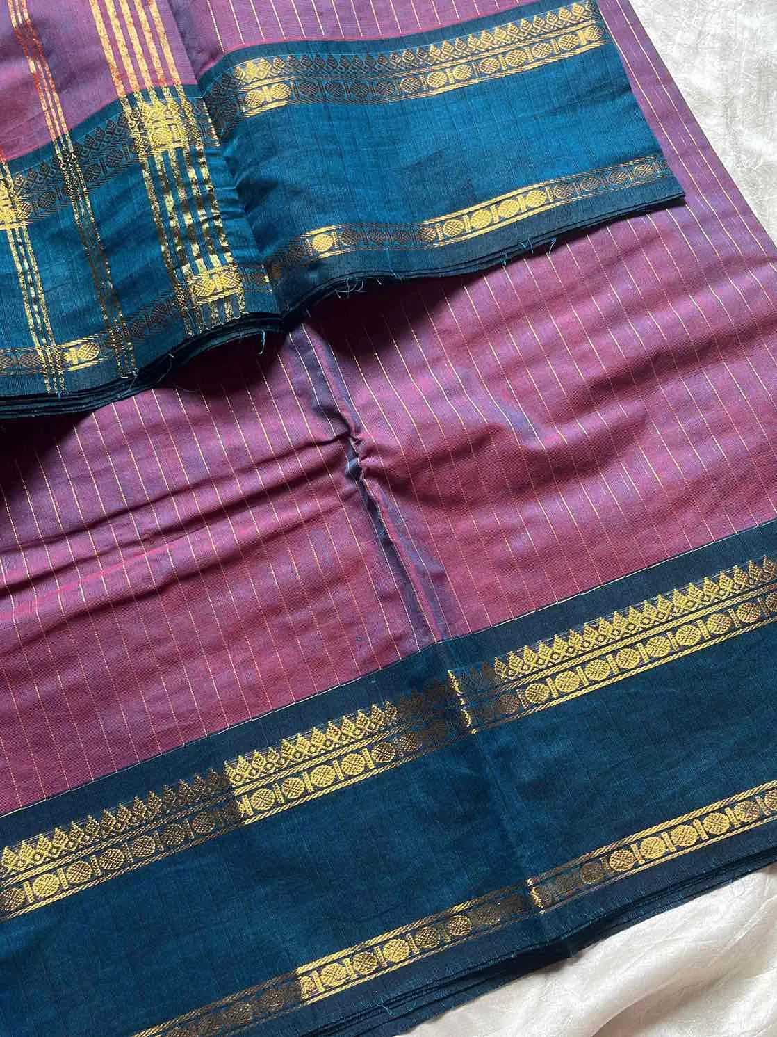 Zari Edition | Purple * Blue Kanchi Cotton Saree