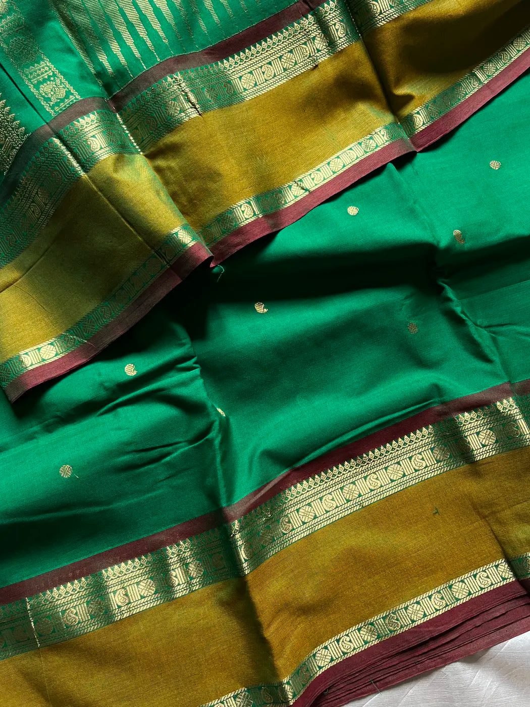 Throne Edit – Green 120 Counts Mercerised Kanchi Cotton Saree
