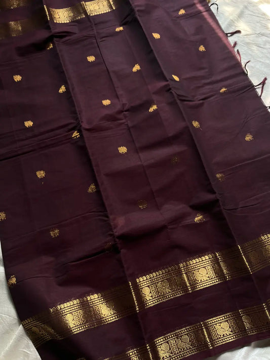 Throne Edit – Deep Coffee Brown Chettinadu Cotton Saree (Preorder)