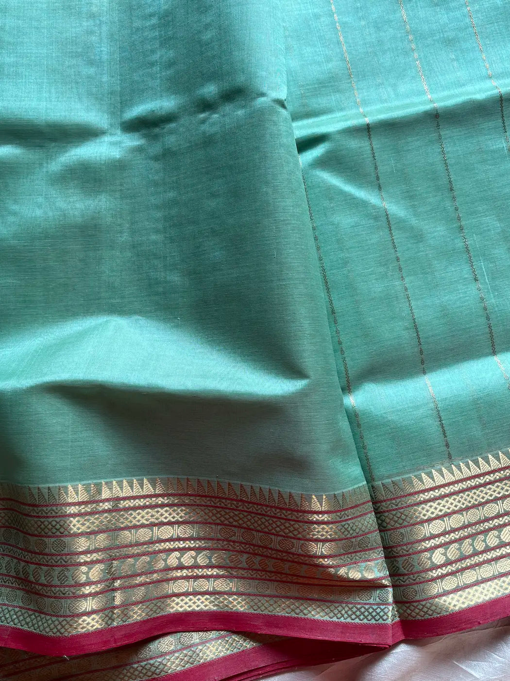 Kanchi SilkCotton Saree - Pastel Teal
