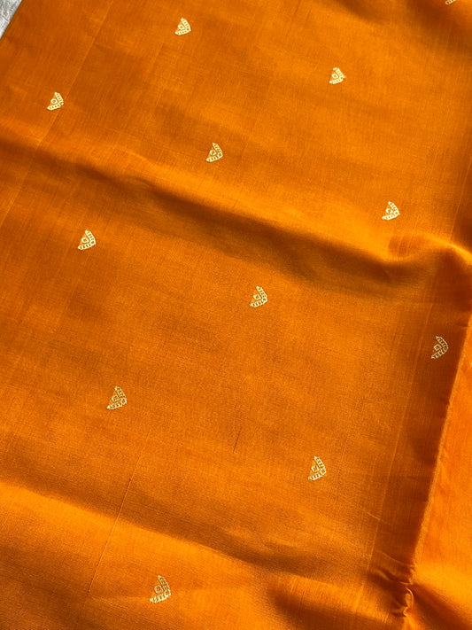 Vegan Silk Saree – Yellow | Handloom Art Silk