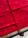 Vegan Silk Saree – Red & Blue Handloom Art Silk
