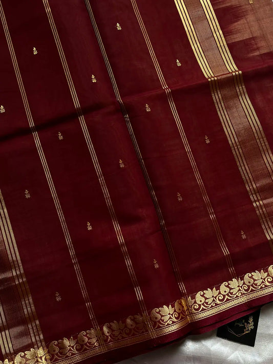 Vegan Silk Saree – Pastel Orange Handloom Art Silk Saree