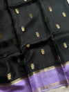 Banarasi Crepe Silk Saree – Black & Lavender