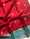 Banarasi Crepe Silk Saree – Red & Blue