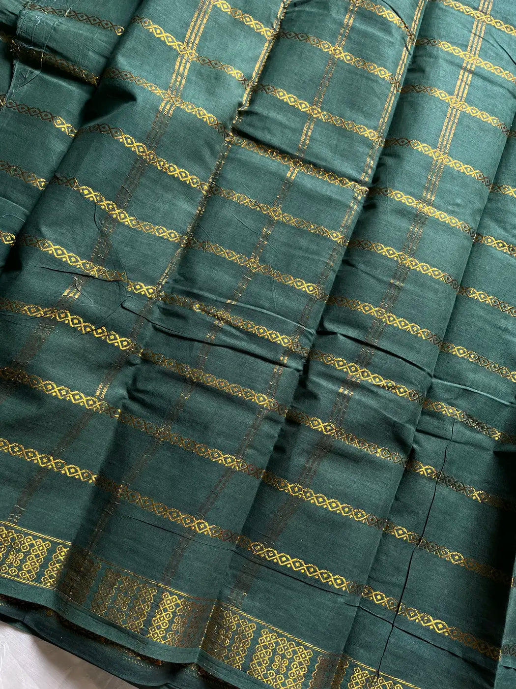 Madurai Sungudi Cotton - Dark green