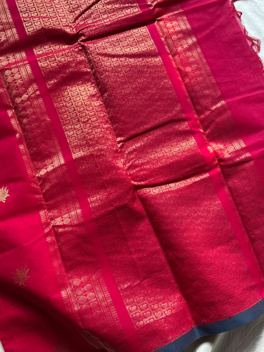 Heirloom Kanchi - Rani Pink Kanchi Cotton Saree