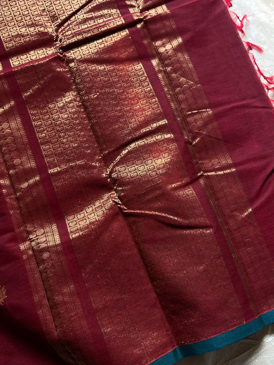 Heirloom Kanchi - Maroon Kanchi Cotton Saree