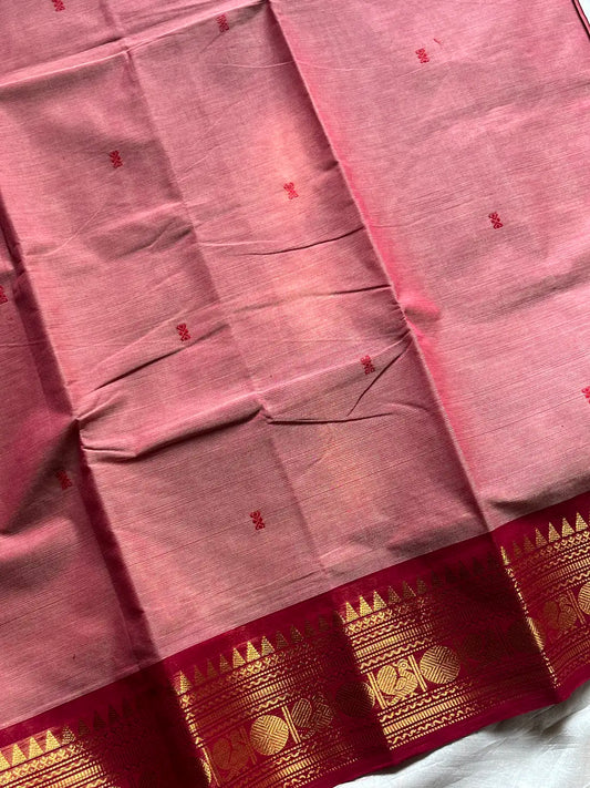 Vintage Looms | Pink Chettinadu Cotton Saree