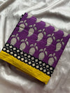 Mulmul Cotton Saree in Purple – Hand Block Printed | House of Thansha