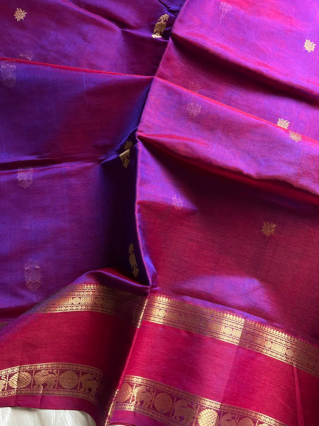 Kanchi Silkcotton Saree - Magenta