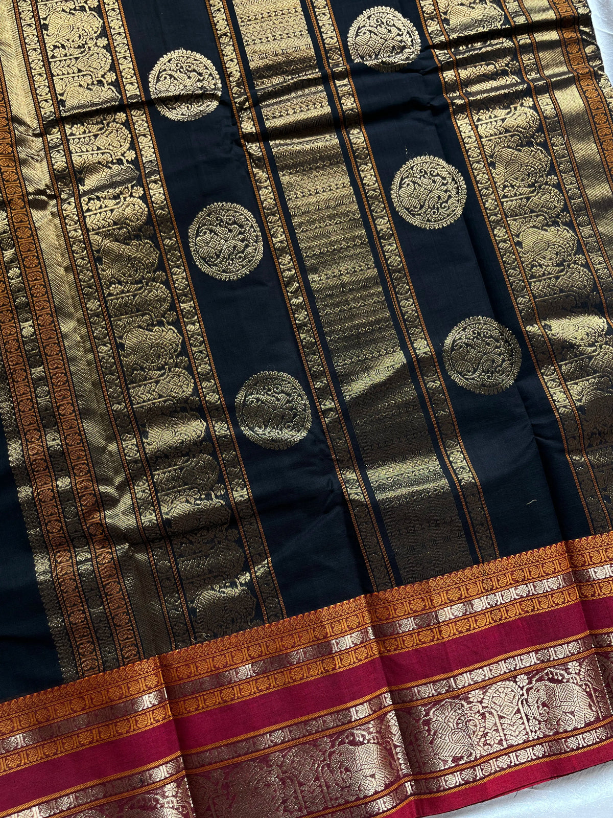 Heirloom Kanchi - Black Handloom Kanchi Cotton Saree