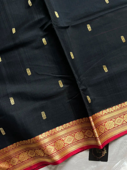 Vegan Silk Saree – Black | Handloom Art Silk
