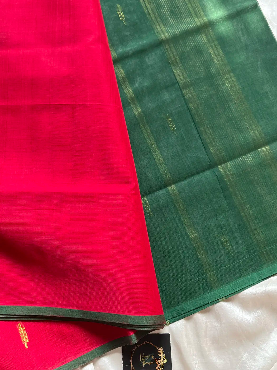 Vegan Silk Saree – Red Handloom Art Silk
