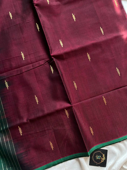 Vegan Silk Saree – Deep Maroon Handloom Art Silk