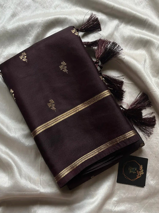 Crepe Silk Saree – Coffee brown