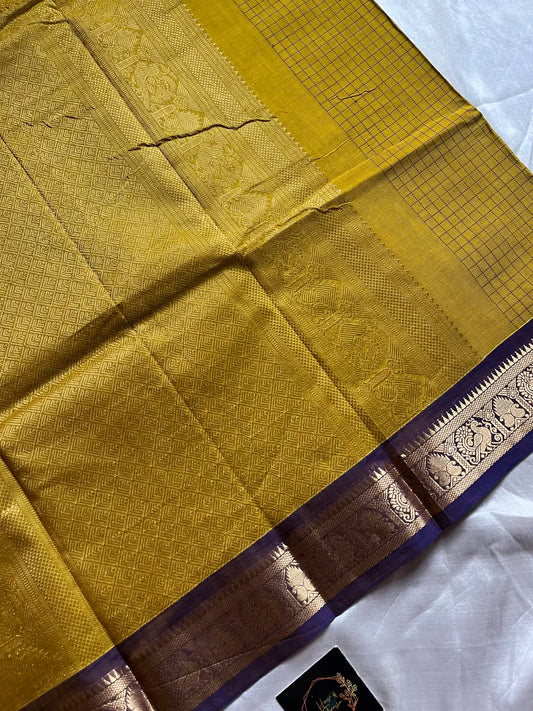 Royal Drapes – Yellow Mercerised 120 counts Kanchi Cotton Saree