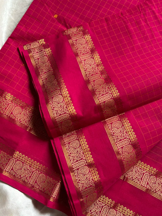 Chettinadu Kattam saree - House of Thansha - checked sarees