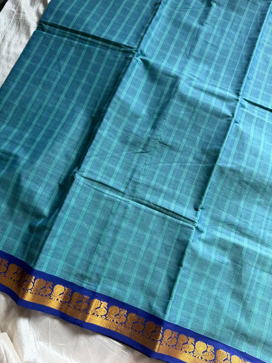 Kattam Edit – SkyBlue Checked Chettinadu Cotton