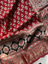 Dola Silk Saree - Maroon | Hand Blocked Ajrakh