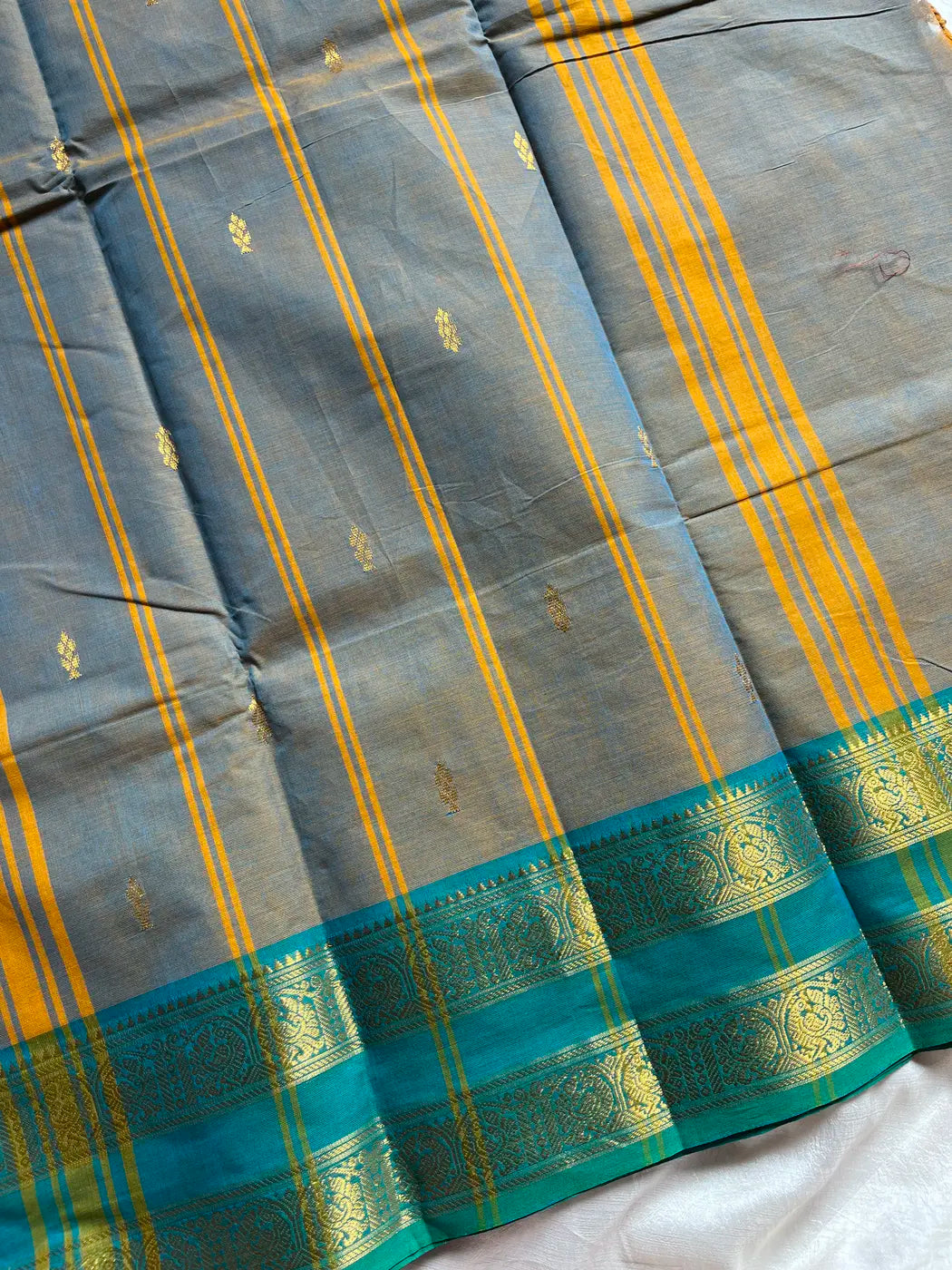 Vintage Loom Edit | Ash Blue Kanchi Cotton Saree