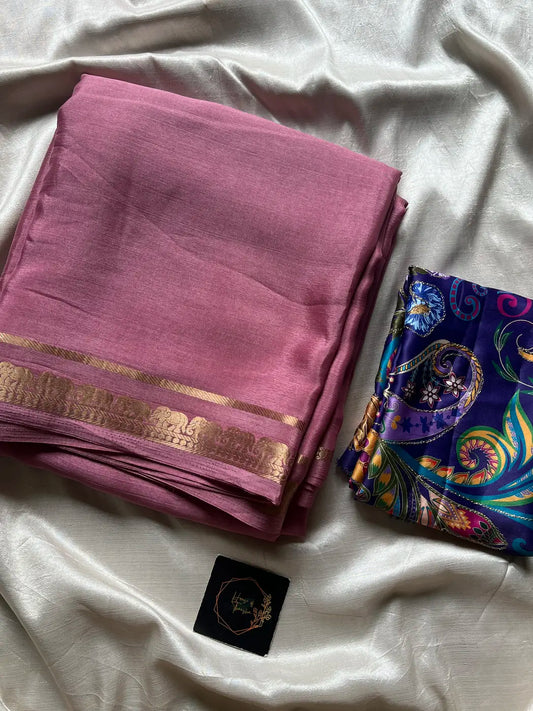 Semi Mysore Silk Saree – Pastel Pink