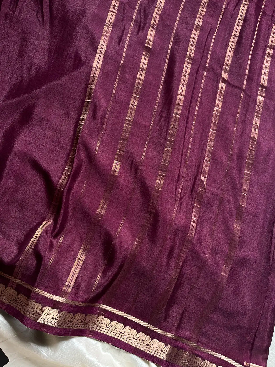 Semi Mysore Silk Saree – Wine Burgundy