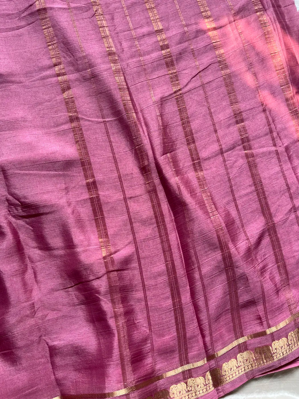 Semi Mysore Silk Saree – Pastel Pink