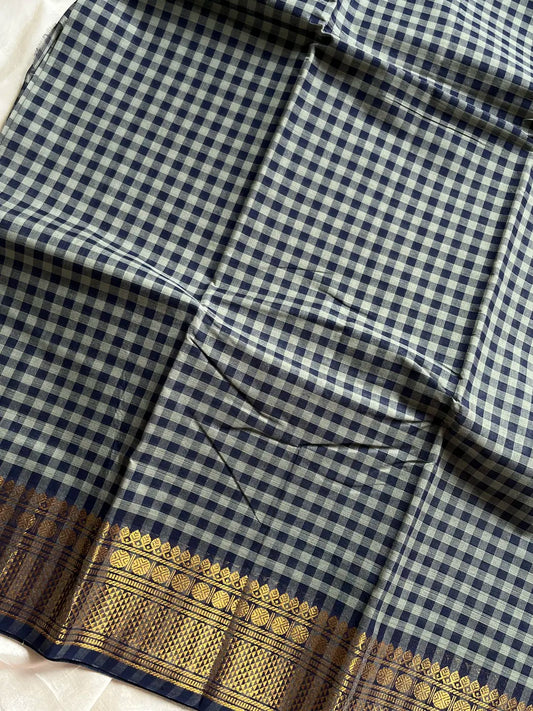 Mini Kattam – Graphite Blue Hue Chettinadu cotton