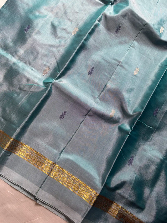 Vegan Silks | Chinnalampattu Saree – Pastel Teal