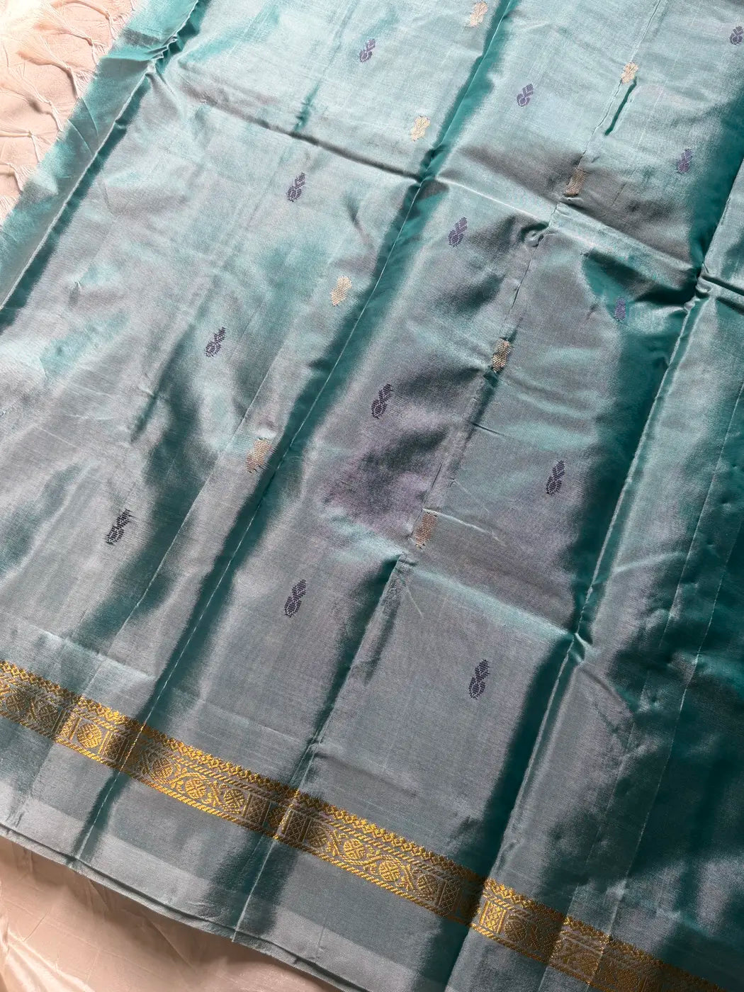 Vegan Silks | Chinnalampattu Saree – Pastel Teal