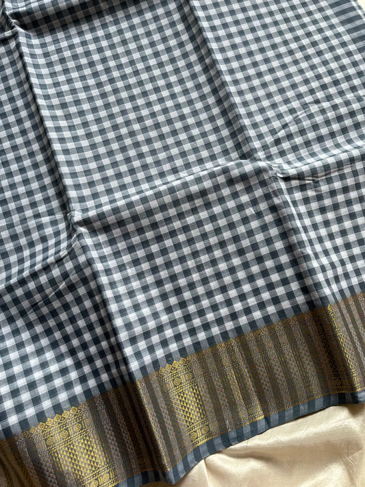 Mini Kattam – Grey & White Chettinadu cotton